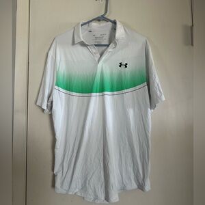 Under Armour White and Green Polo Shirt